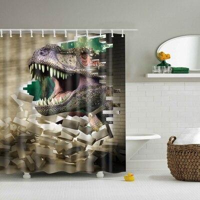 Badeforhæng med Tyrannosaurus Rex motiv